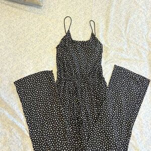H&M Black and White Polka Dot Jumpsuit V-Neck Sleeveless